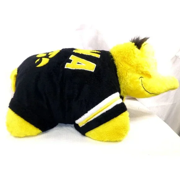 Iowa Hawkeyes Black & Yellow Pillow Pets Plush Toy Pillow 18" Surface Washable - Picture 2 of 12